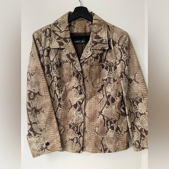 MARC CAIN Python Embossed Snake Print Blazer Jacket size M - Picture 2 of 9